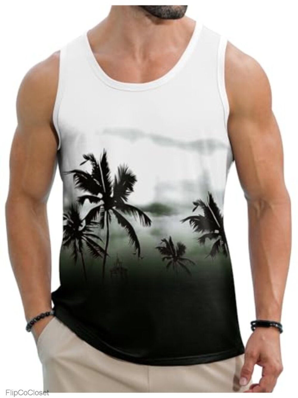 Men's Hawaiian Tank Top Tropical Floral Beach Sleeveless Aloha Summer Tee
